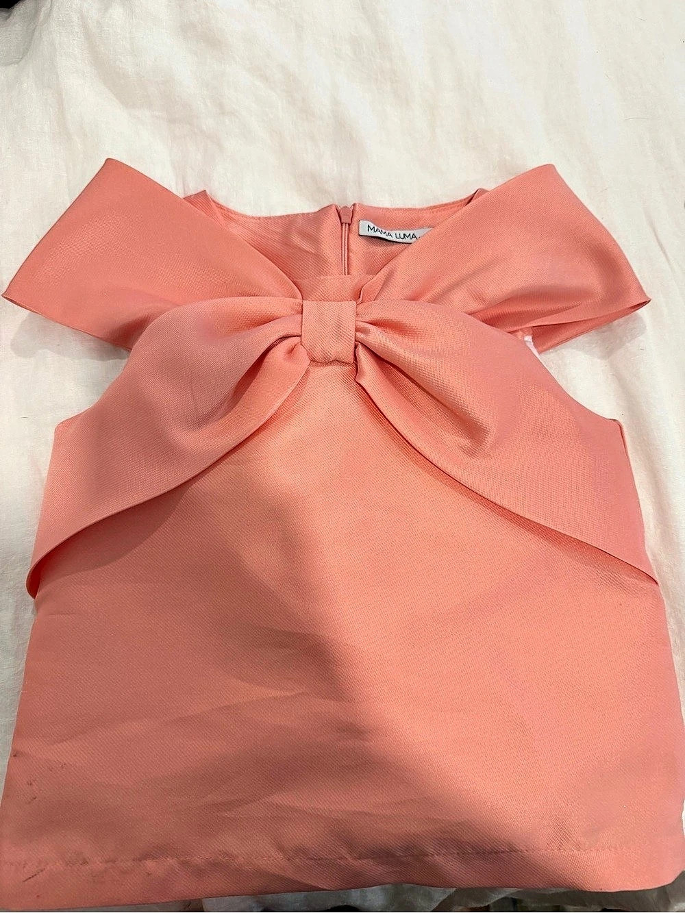 Mama Luma Bow Front Pink Girls 7-8 Like New